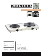 Preview for 1 page of Melissa Cooking Plate 650-007 Specification Sheet