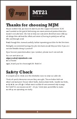 Preview for 2 page of MJM MT21 User Manual