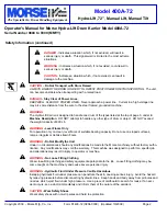 Preview for 2 page of morse 400A-72 Operator'S Manual