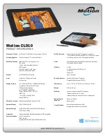 Preview for 1 page of Motion Motion CL910 Product Specifications