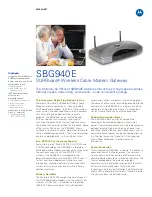 Preview for 1 page of Motorola SURFboard SBG940E Datasheet