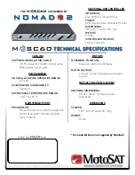 Preview for 2 page of MotoSAT MSC60 Specification Sheet