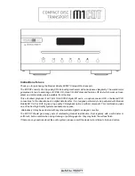 Musical Fidelity M1CDT Compact Disc transport Instructions For Use Manual preview