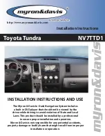 Myron & Davis Toyota Tundra NV7TTD1 Installation Instructions And Use preview