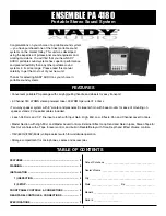 Preview for 2 page of Nady Audio PA 4180 Owner'S Manual