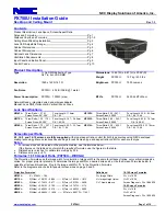 NEC PX750U Series Installation Manual preview