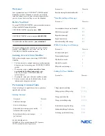 Preview for 2 page of NEC UM8700 Quick Reference Card