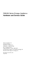 Preview for 1 page of Network Appliance FAS200 Series Hardware And Service Manual