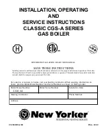 Preview for 1 page of New Yorker Classic CGS-A Series Installation, Operating And Service Instructions