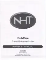 Preview for 1 page of NHT SubOne i Owner'S Manual