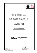 Preview for 1 page of Nikon AF-I Nikkor ED 300mm f/2.8D IF Repair Manual