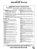 Preview for 2 page of NSS WRANGLER 2616 DB Operation Manual