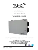 Preview for 1 page of Nu-Air WINDSOR SERIES Operating And Installation Instruction