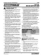 Preview for 2 page of Oemtools 24950 Operating Instructions And Parts Manual