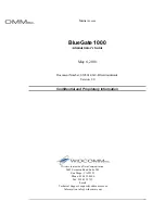 OMM BlueGate 1000 Administrator'S Manual preview