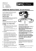 Optikinetics OPTI K Operating Instructions preview