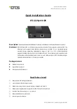 Preview for 1 page of OTS ET1111PpH-S-DR Quick Installation Manual