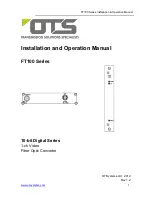 Preview for 1 page of OTS FT100-SMR Installation And Operation Manual