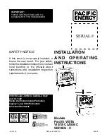 Preview for 1 page of Pacific energy VISTA Installation And Operating Instructions Manual