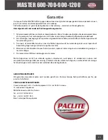 Preview for 113 page of PACLITE Equipment MASTER 600 Operating Manual