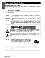 Preview for 2 page of Panasonic AX200U - LCD Projector - HD 720p Operating Instructions Manual