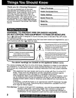 Preview for 2 page of Panasonic Digital Palmcorder PV-DV101 Operating Instructions Manual