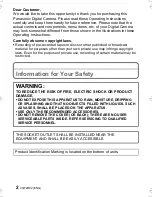 Preview for 2 page of Panasonic DMC-F3K Basic Operating Instructions Manual