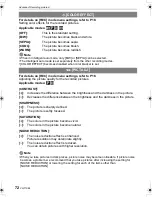 Preview for 72 page of Panasonic DMC FX150K - Lumix Digital Camera Operating Instructions Manual