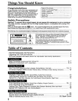 Preview for 2 page of Panasonic Omnivision PV-2601 Operating Instructions Manual