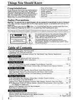 Preview for 2 page of Panasonic Omnivision PV-4608 Operating Instructions Manual