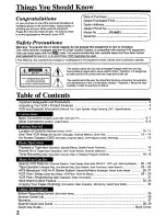 Preview for 2 page of Panasonic Omnivision PV-8451 Operating Instructions Manual