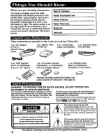 Preview for 2 page of Panasonic Palmcorder PV-A396 User Manual