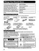 Preview for 2 page of Panasonic Palmcorder PV-D476 User Manual