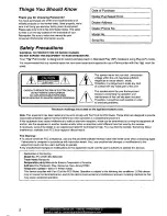 Preview for 2 page of Panasonic Palmcorder PV-DV951 Operating Manual