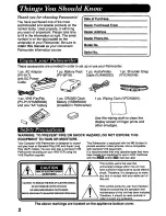 Preview for 2 page of Panasonic Palmcorder PV-L557 User Manual