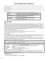 Preview for 4 page of Panasonic PT-50LCZ70 - 50" Rear Projection TV Operating	 Instruction