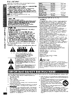 Preview for 2 page of Panasonic SA-PT1050 Operating Instructions Manual