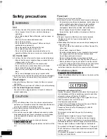 Preview for 2 page of Panasonic SC-BTT270 Operating Instructions Manual