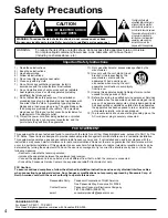 Preview for 4 page of Panasonic TC-P42C1 - 41.6" Plasma TV Operating Instructions Manual