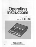 Panasonic transcriber - RR 930 Microcassette Operating Instructions Manual preview