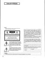 Preview for 2 page of Panasonic WJHD500 - DIGITAL DISC RECORDE Operating Instructions Manual