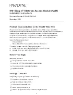 Preview for 1 page of Paradyne Single T1 Network Access Module (NAM)... Installation Instructions Manual