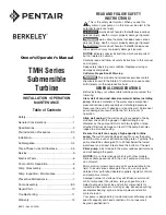 Pentair BERKELEY 5TMH-110 Owner'S/Operator'S Manual preview