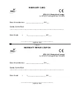 Preview for 14 page of PERCo RTC-15.3 Assembly And Operation Manual Warranty Card