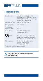 Preview for 44 page of PHILIPS Respironics MPN-Truma MicroDrop Family Instruction Manual