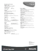 Preview for 2 page of Philips AZ9214 Specifications