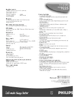 Preview for 2 page of Philips AZ9225 Specifications