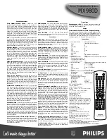 Preview for 2 page of Philips MX980D Specifications