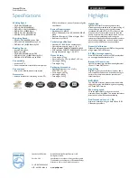 Preview for 2 page of Philips SPD6104BD Specifications