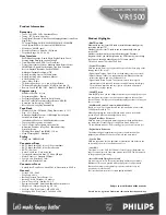 Preview for 2 page of Philips VR1500 Specification Sheet